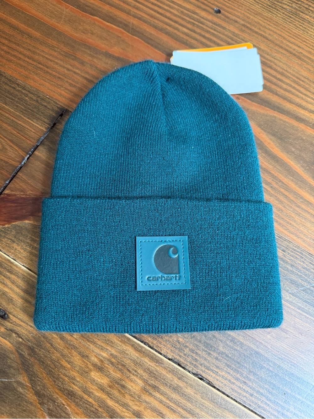 Carhartt Teal Knit Cuffed Beanie with Logo Patch